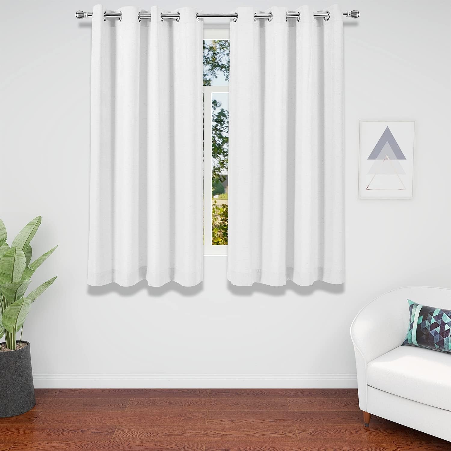 Blackout Curtains for Bedroom, Room Darkening Curtains Drapes 2 Panels Extra Thick Thermal Insulated Curtain with Grommets for Living Room (42" W X 63" L, White)