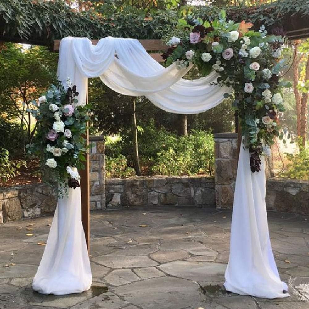 Wedding Arch Draping Fabric 3 Panels 27.5" X 18.3Ft White Arch Drape Chiffon Fabric Sheer Backdrop Curtains for Party Ceremony Wedding Ceiling Decorations