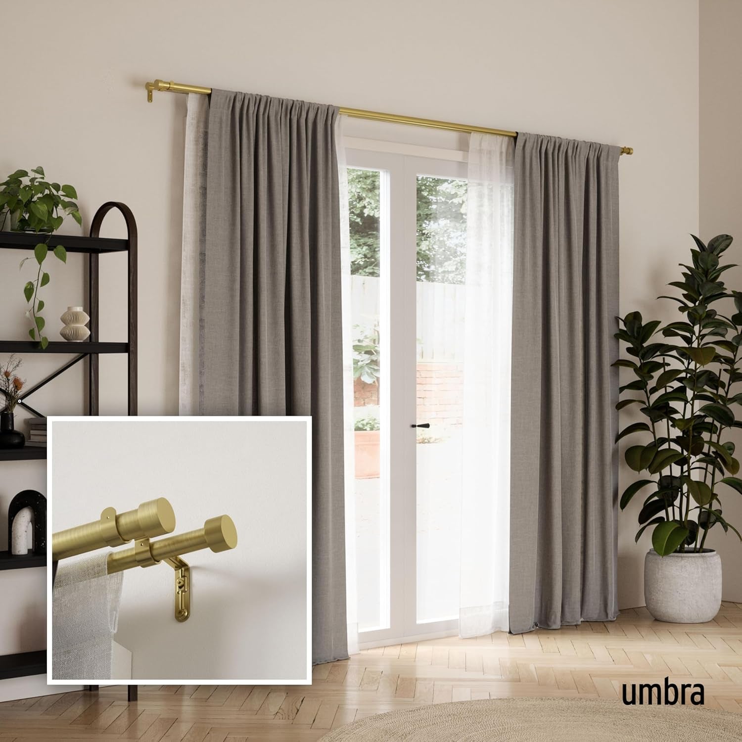 Cappa Double Curtain Rod - Modern Telescopic Curtain Rod 120-180 Brass