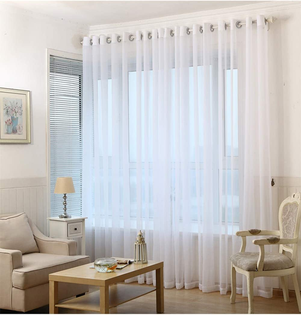 White Patio Sheer Curtains - Indoor Outdoor Grommet Top Waterproof Voile Sheer Drapes/Shades/Blinds for Patio Privacy, 54 Inch Width X 108 Inch Length,1 Panel