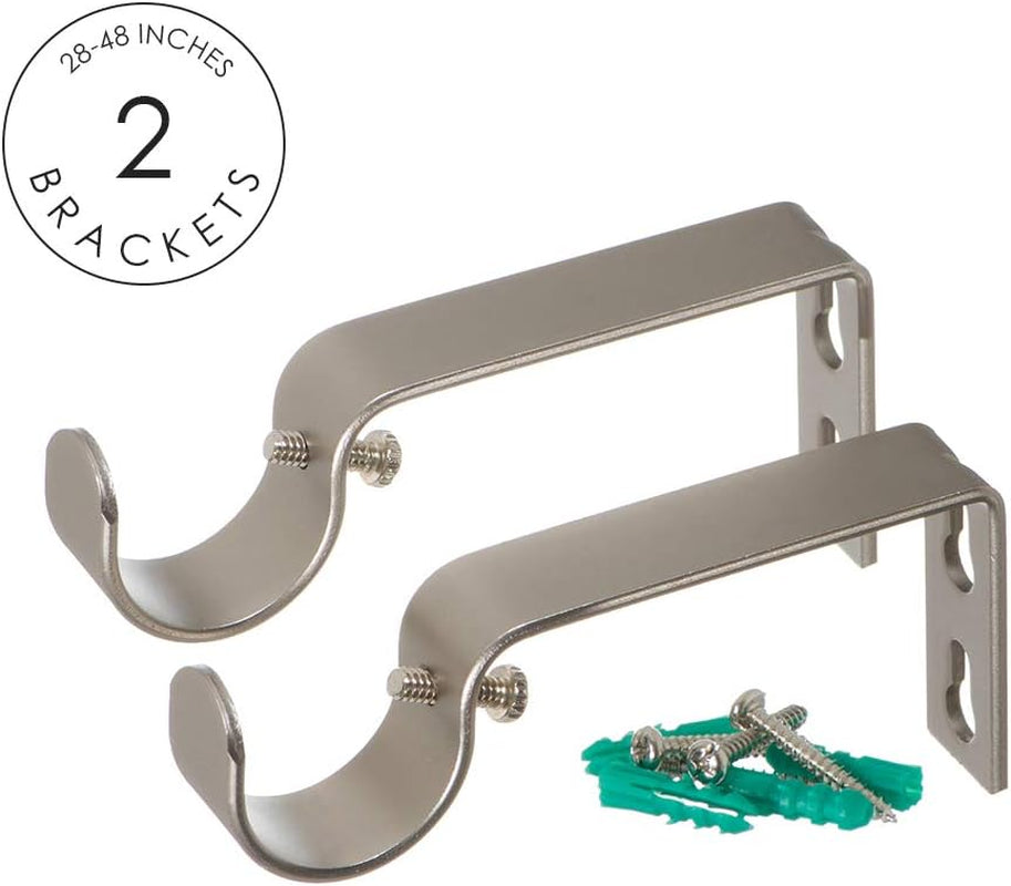 Drapery Treatment Window Curtain Rod - Square Design 1 1/8 Rod. 28 to 48 Inch. Satin Nickel