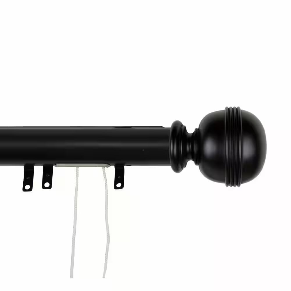 84 In. - 156 In. Jovian Decorative Traverse Rod with Sliders in Black