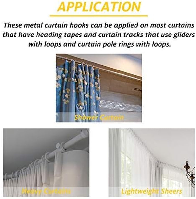 30 Pieces Slip on Drapery Hooks Metal Pins Stainless Steel Drapery Pins and Hook Door Curtain Hangers for Window Door Curtain and Bathroom (Silver)