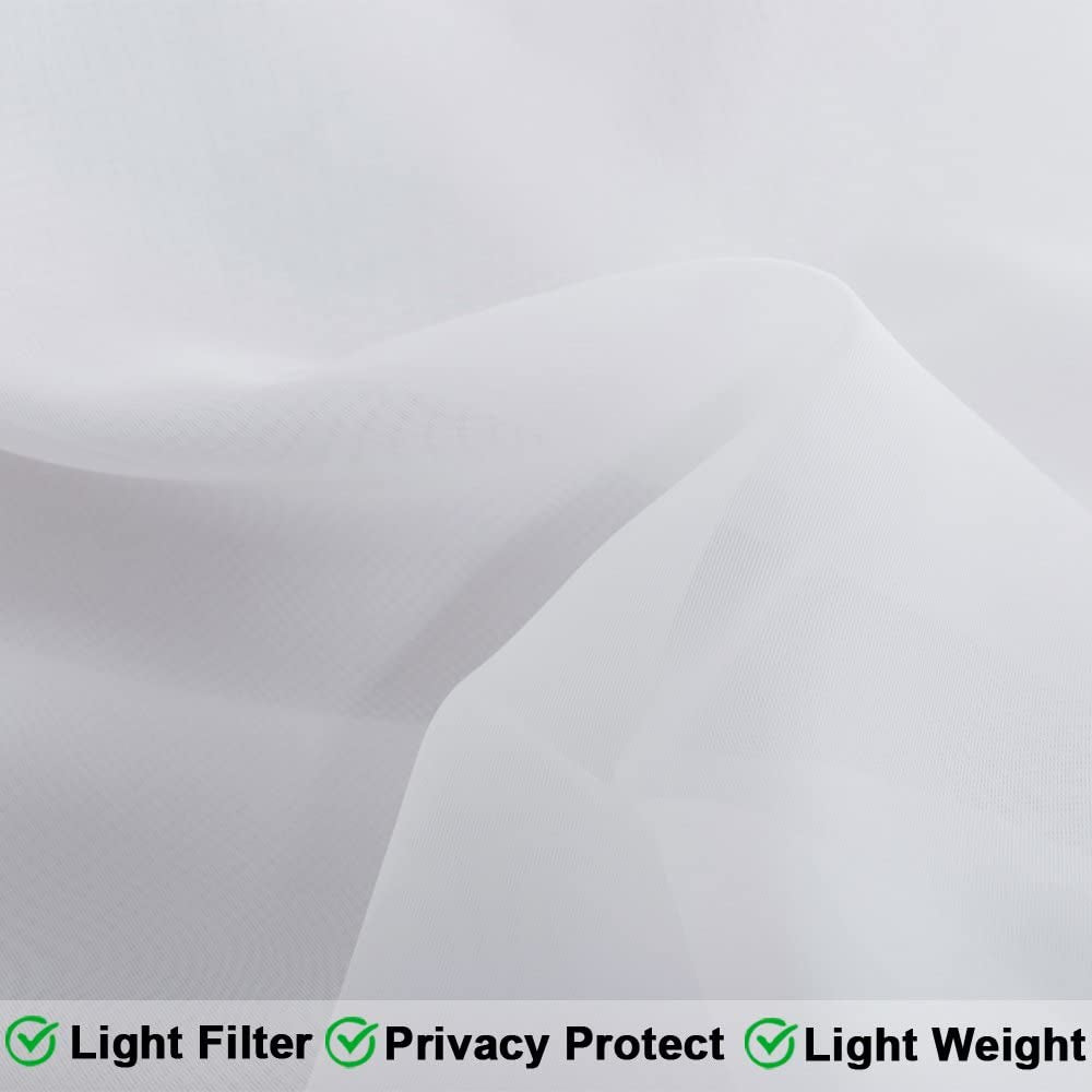 White Patio Sheer Curtains - Indoor Outdoor Grommet Top Waterproof Voile Sheer Drapes/Shades/Blinds for Patio Privacy, 54 Inch Width X 108 Inch Length,1 Panel