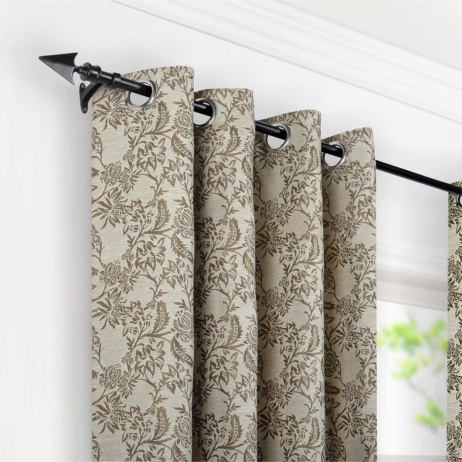 Deco  Black Arrow Curtain Rods for Windows & Doors 36 to 66 Inch Adjustable Long Drapery Rods with Flat Arrow Finials & Brackets Set, 3/4 Inch