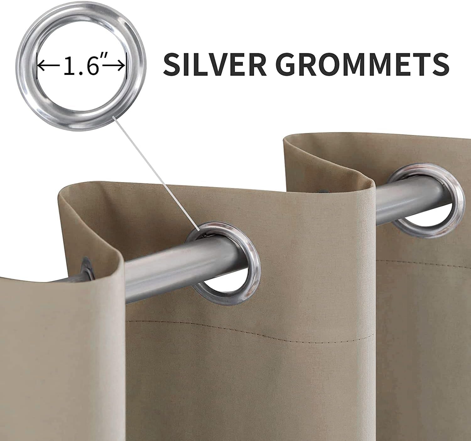 100% Blackout Curtains Thermal Insulated Solid Grommet Curtains/Drapes/Shades for Bedroom Living Room 2 Panels Brown 52X90 Inch