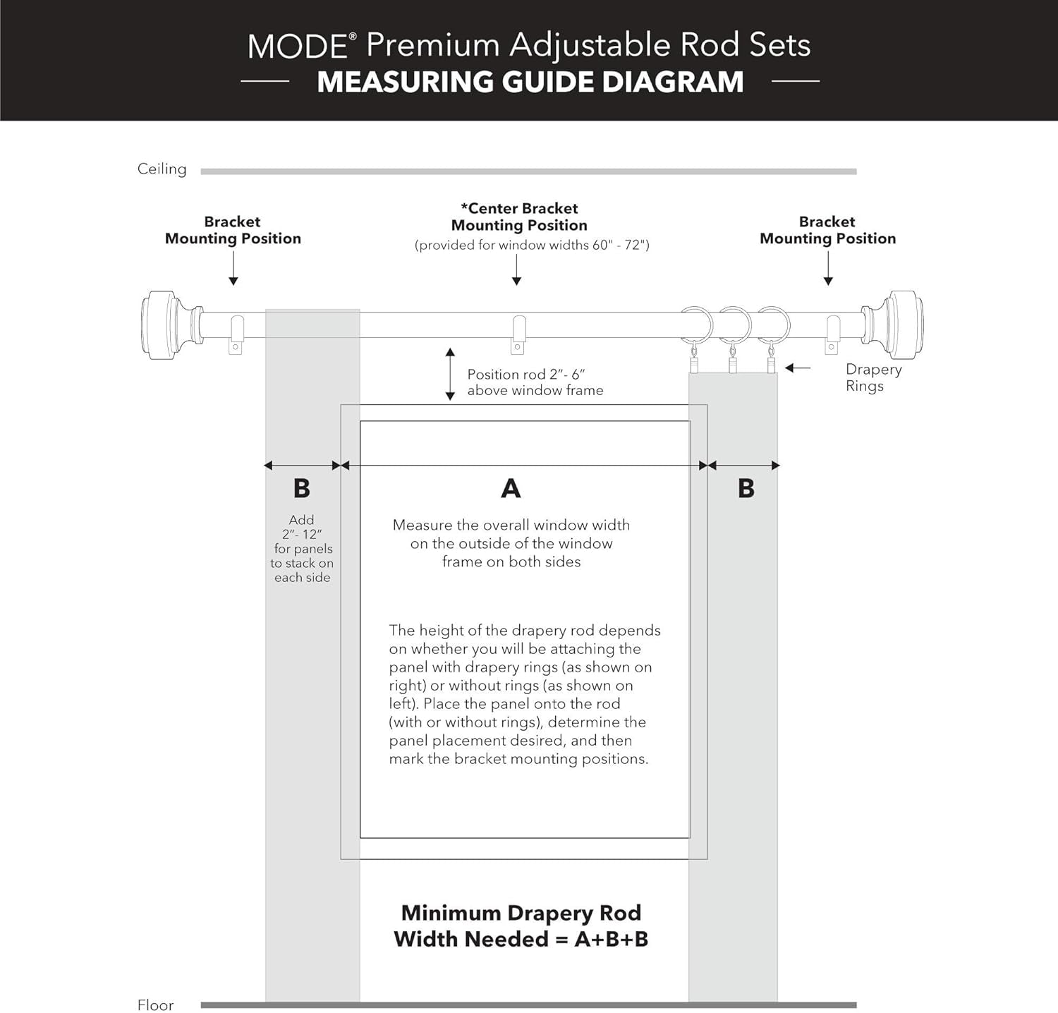 Premium Collection Single Curtain Rod Set with Cylinder Finials - 36 to 72 In, Warm Gold