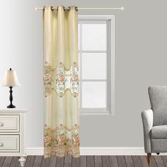 Grommet Top European and American Luxury Embroidered Semi Blackout Window Treatments Living Room Decoration Curtain Draperies Ring Process 1 Panel 39Wx84L Inch