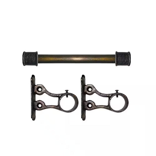 5 Ft. Fixed Length 1 In. Dia. Metal Drapery Single Curtain Rod Set in Antique Bronze with End Caps Spool Finial