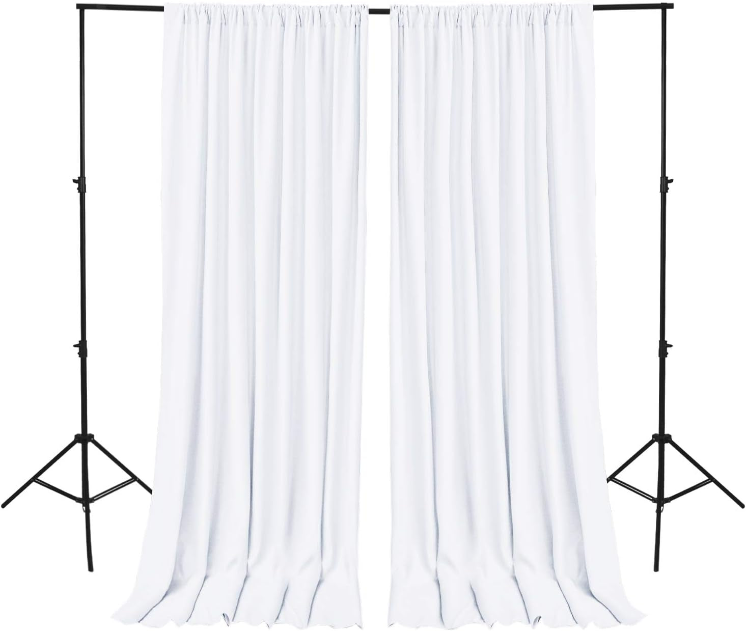 White Backdrop Curtains for Parties, Polyester Photography Backdrop Drapes for Family Gatherings, Wedding Decorations, 5Ftx10Ft, Set of 2 Panels