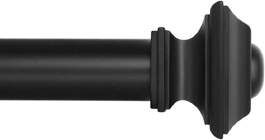 Drapery Treatment Window Curtain Rod - Square Design 1 1/8 Rod. 28 to 48 Inch. Black