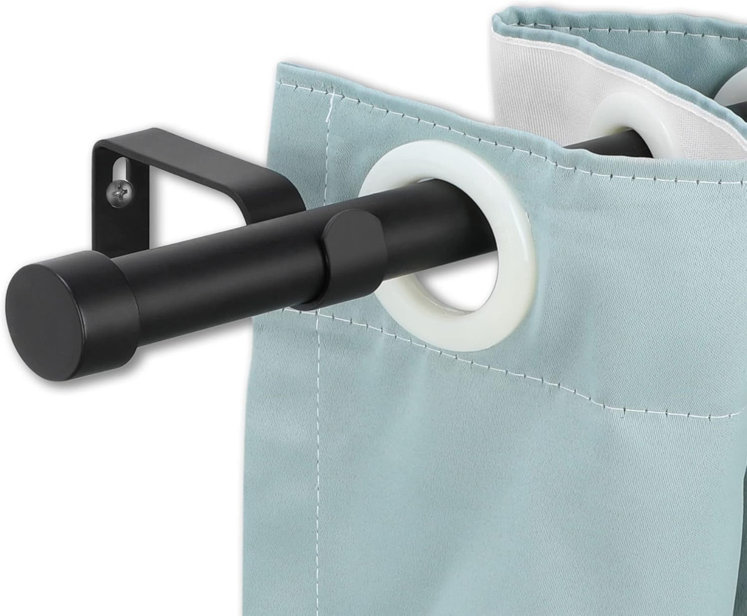 2 Pack Black Adjustable Curtain Rods with End Cap Design Finials,Drapery Rods of Window Treatment,1 Inch Diameter,Matte Black( 28-48 Inch)