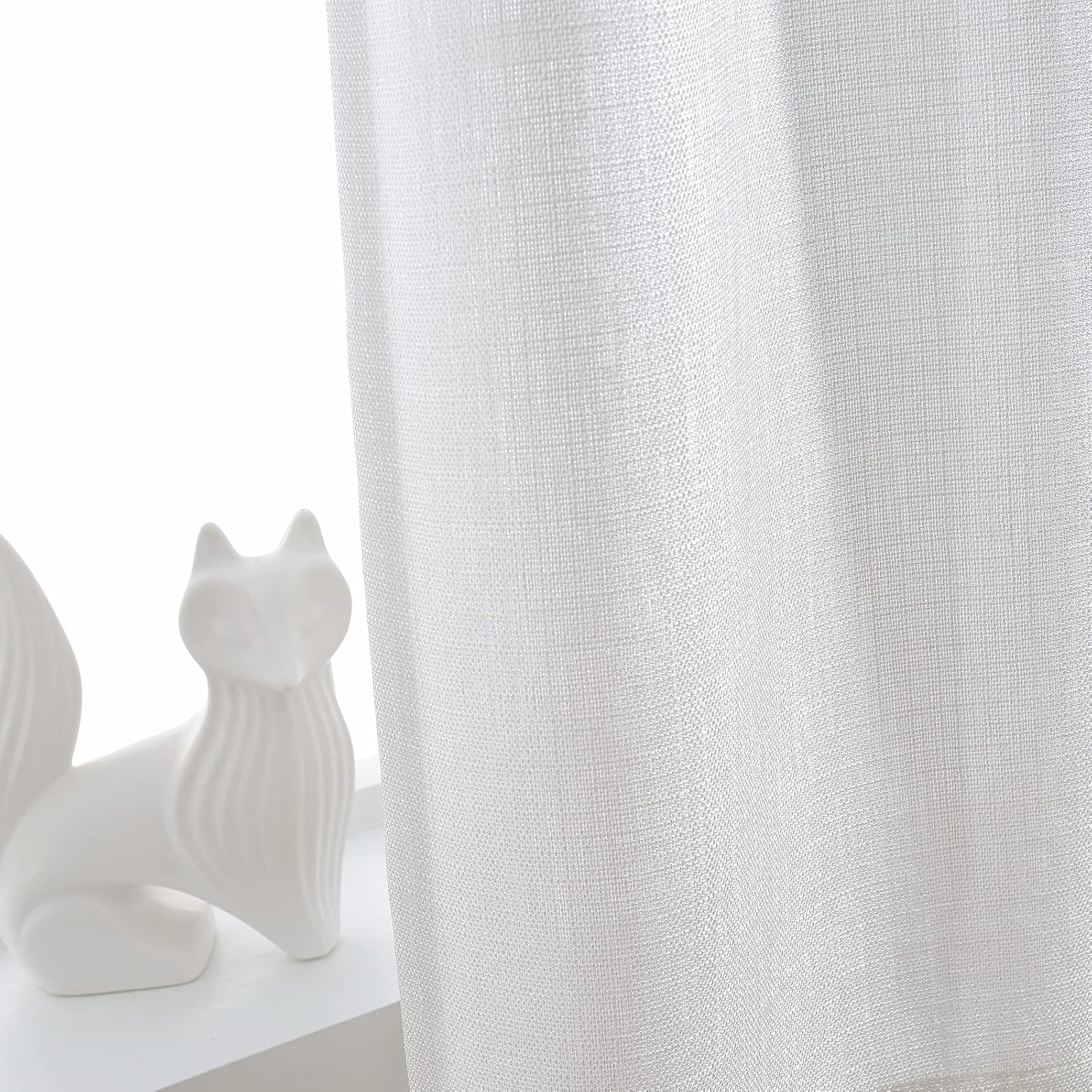 White Kitchen Curtains 36 Inch Length Casual Weave Textured Cafe Curtains Semi Sheer Short Drapes for Bathroom Bedroom Tier Drapes Rod Pocket Half Window Treatments 2 Panels