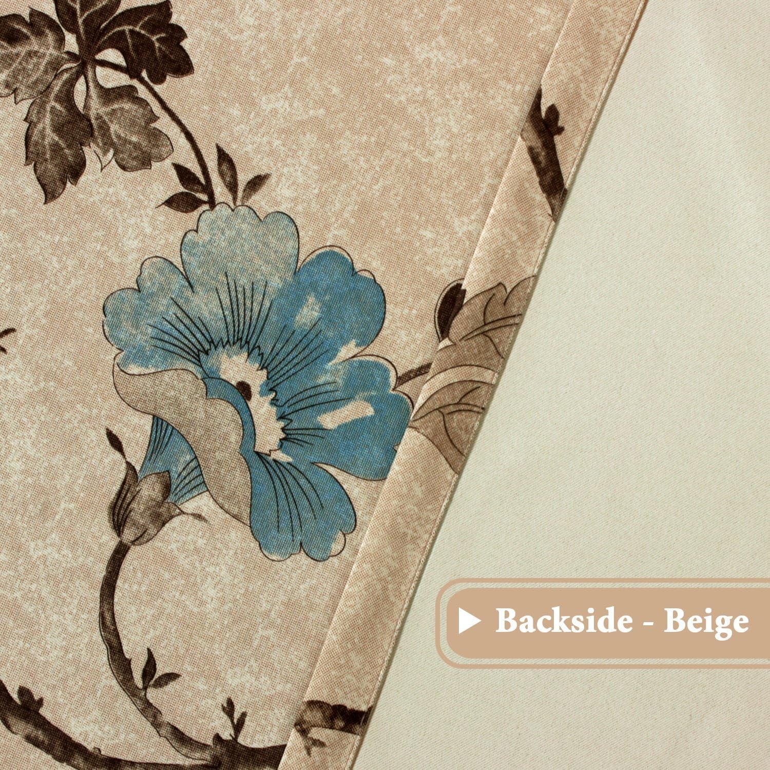 Blackout Curtains for Bedroom/Living Room Thermal Insulated Printed Curtain Drapes 96 Inches Long Energy Efficient Room Darkening Curtains Pair (2 Panels), Vintage Floral Brown & Blue