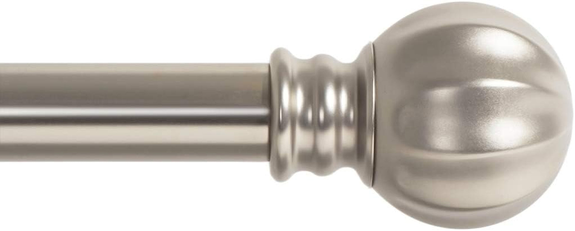 Curtain Rod with Ball Finials - 1 Inch Pole. 28 to 48 Inch. Satin Nickel
