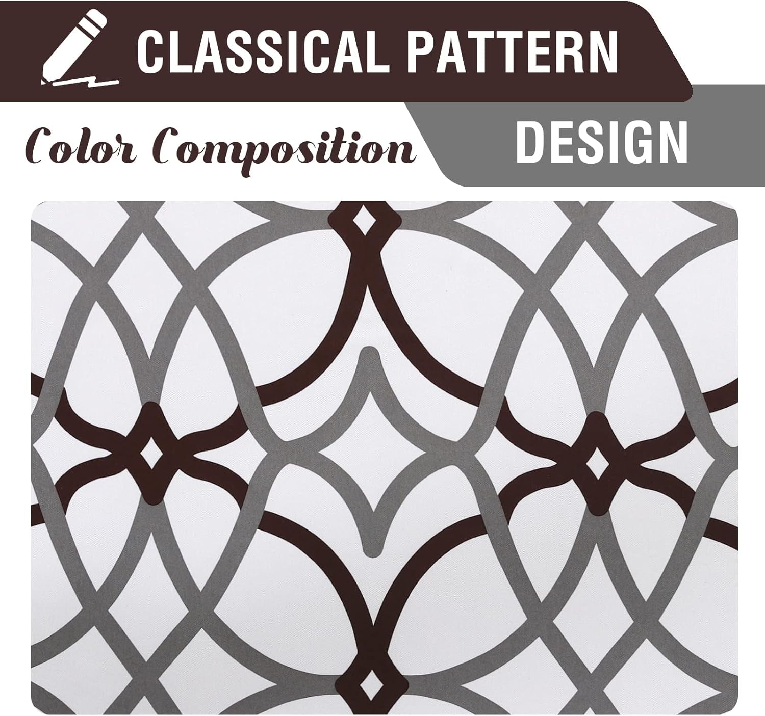 Blackout Curtains 108 Inch Length 2 Panels Set Thermal Curtains & Drapes Window Treatment Noise Reducing Geometric Modern Grommet Living Room Curtains for Bedroom - Brown and Gray