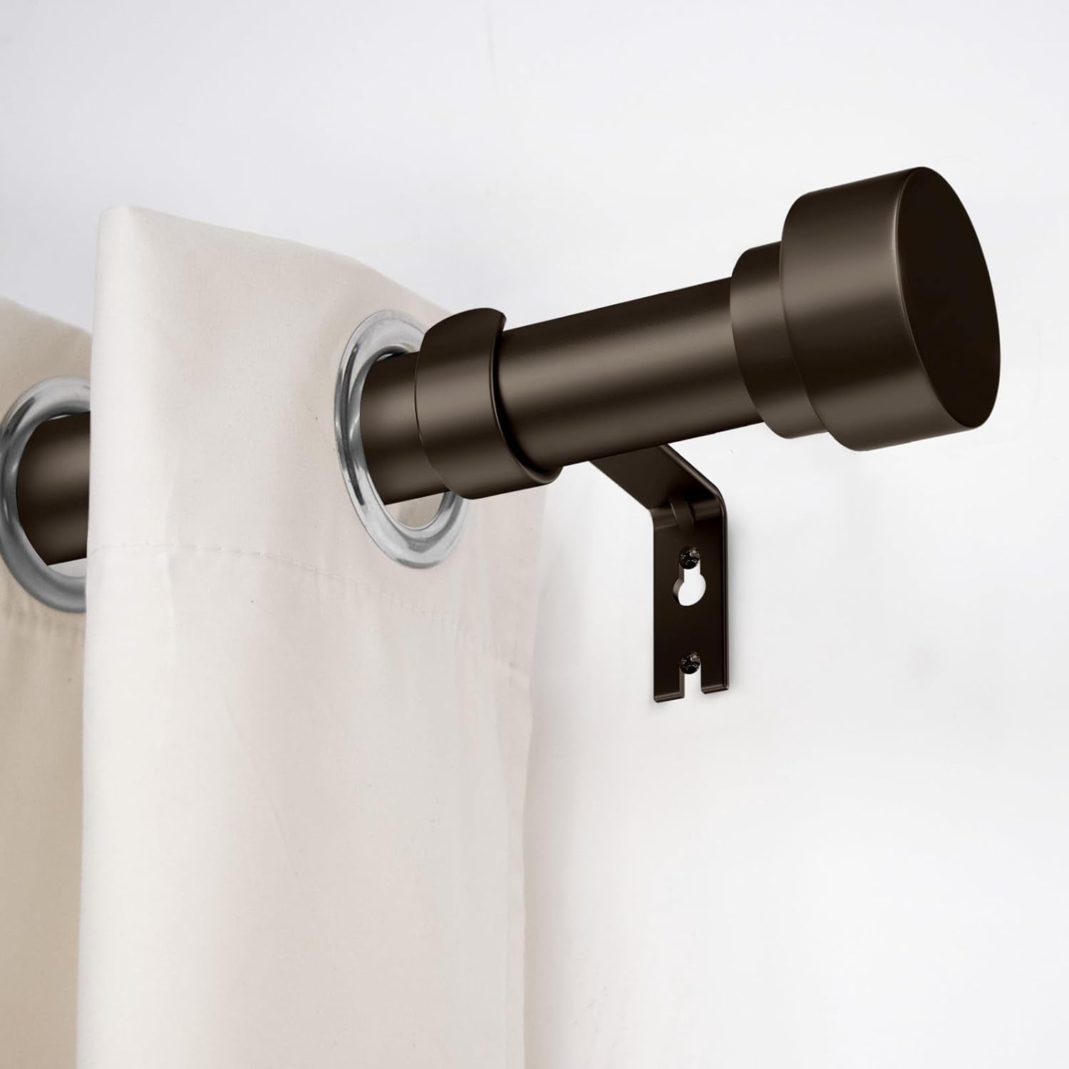 Curtain Rods for Windows 32 to 45, 1 Inch Diameter Adjustable Heavy Duty Long Window Curtain Rod, Outdoor Modern Style Drapery Rods with Simple End Caps, Size 32" - 45", Antique Bronze