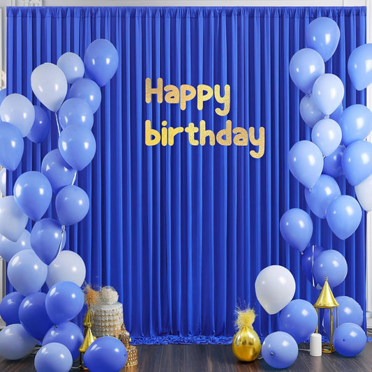 10Ft X 10Ft Royal Blue Backdrop Curtain for Parties Blue Wrinkle Free Backdrop Drapes Panels for Baby Shower Birthday Party Wedding Photo Photography Polyester Fabric Background Decoration