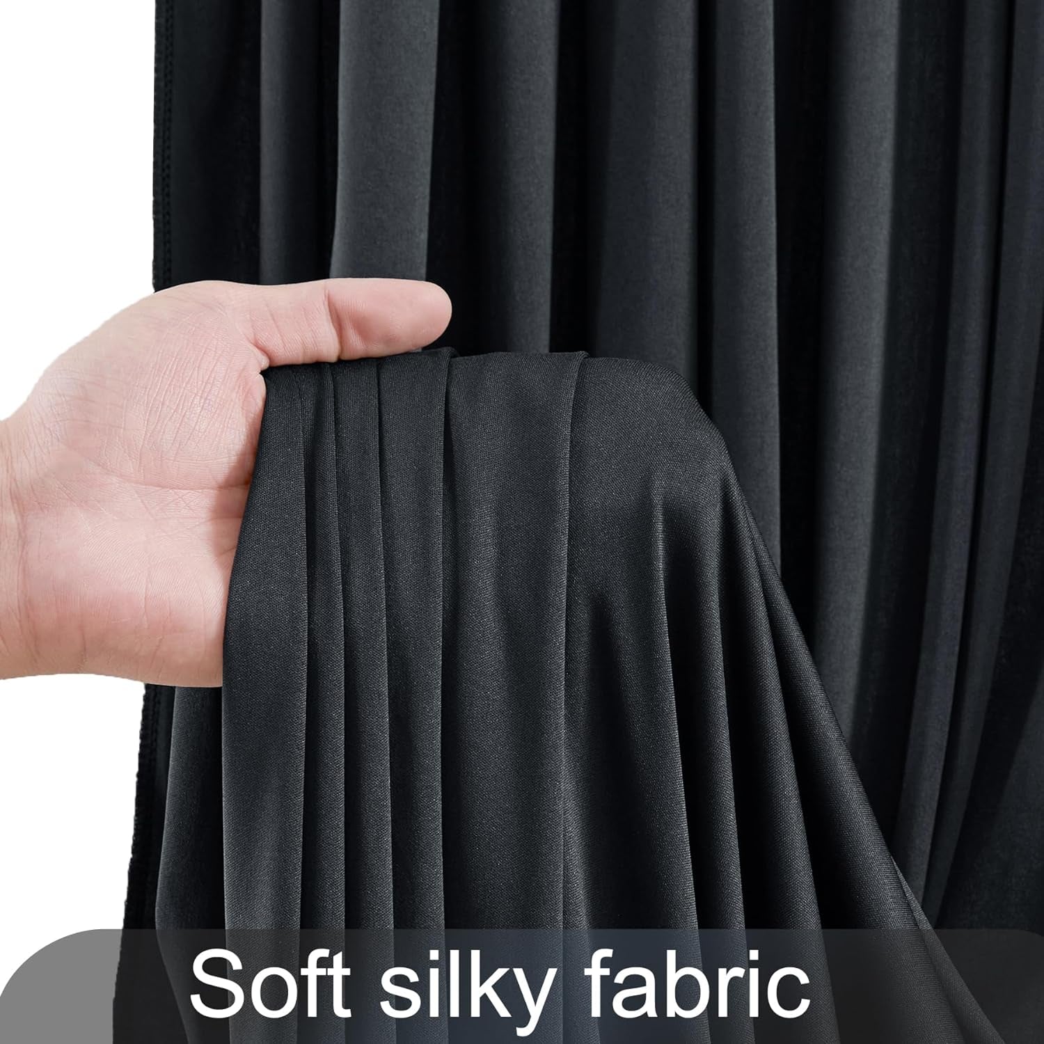 10Ft X 7Ft Black Backdrop Curtain for Parties Black Wrinkle Free Backdrop Drapes Panels for Birthday Party Wedding Photo Photography Polyester Fabric Background Decoration