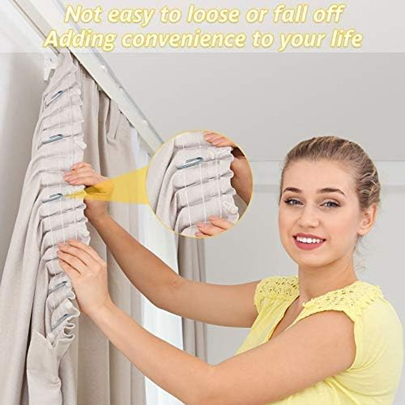 30 Pieces Slip on Drapery Hooks Metal Pins Stainless Steel Drapery Pins and Hook Door Curtain Hangers for Window Door Curtain and Bathroom (Silver)