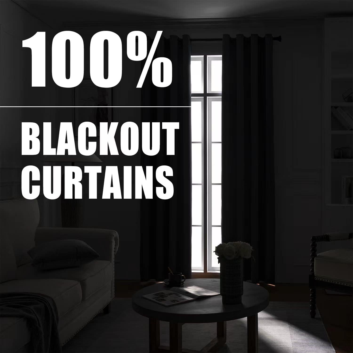 100% Blackout Curtains, Full Shade 90 Inches Long Complete Light Blocking Drapes for Living Room,Thermal Insulated Bedroom Window Treatment Drapes (2 Panels,Haze Blue, 42 X 90 Inch)