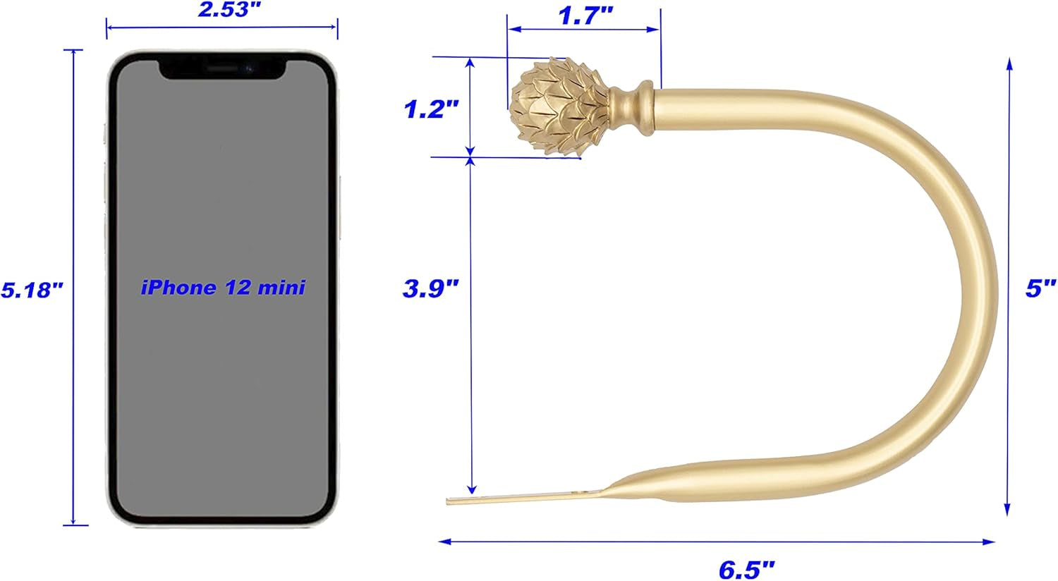 Set of 2 Decorative Artichoke Window Curtain Holdbacks for Draperies, Royal Gold