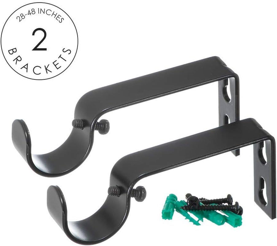 Drapery Treatment Window Curtain Rod - Square Design 1 1/8 Rod. 28 to 48 Inch. Black