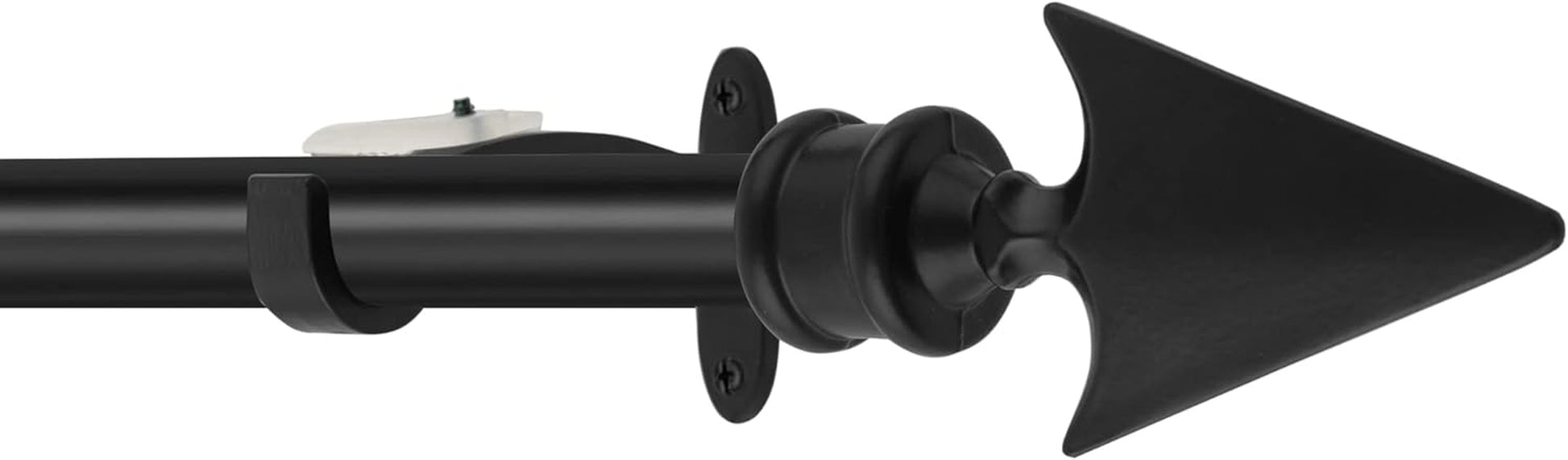 Deco  Black Arrow Curtain Rods for Windows & Doors 36 to 66 Inch Adjustable Long Drapery Rods with Flat Arrow Finials & Brackets Set, 3/4 Inch