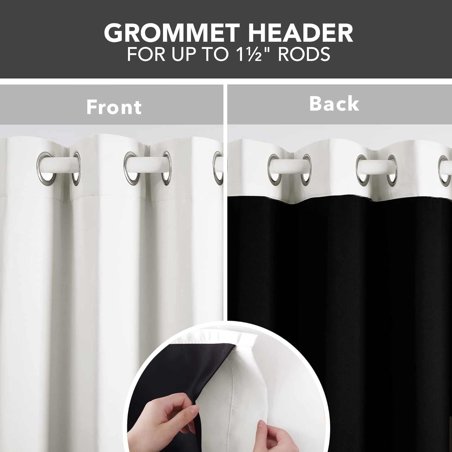 100% Blackout Curtains - 2 Layers, Thermal Insulated, Noise-Reducing Drapes - Bedroom, Nursery, Home Theater - Energy-Efficient & Oeko-Tex Certified - Cream, 52W X 54L Inch