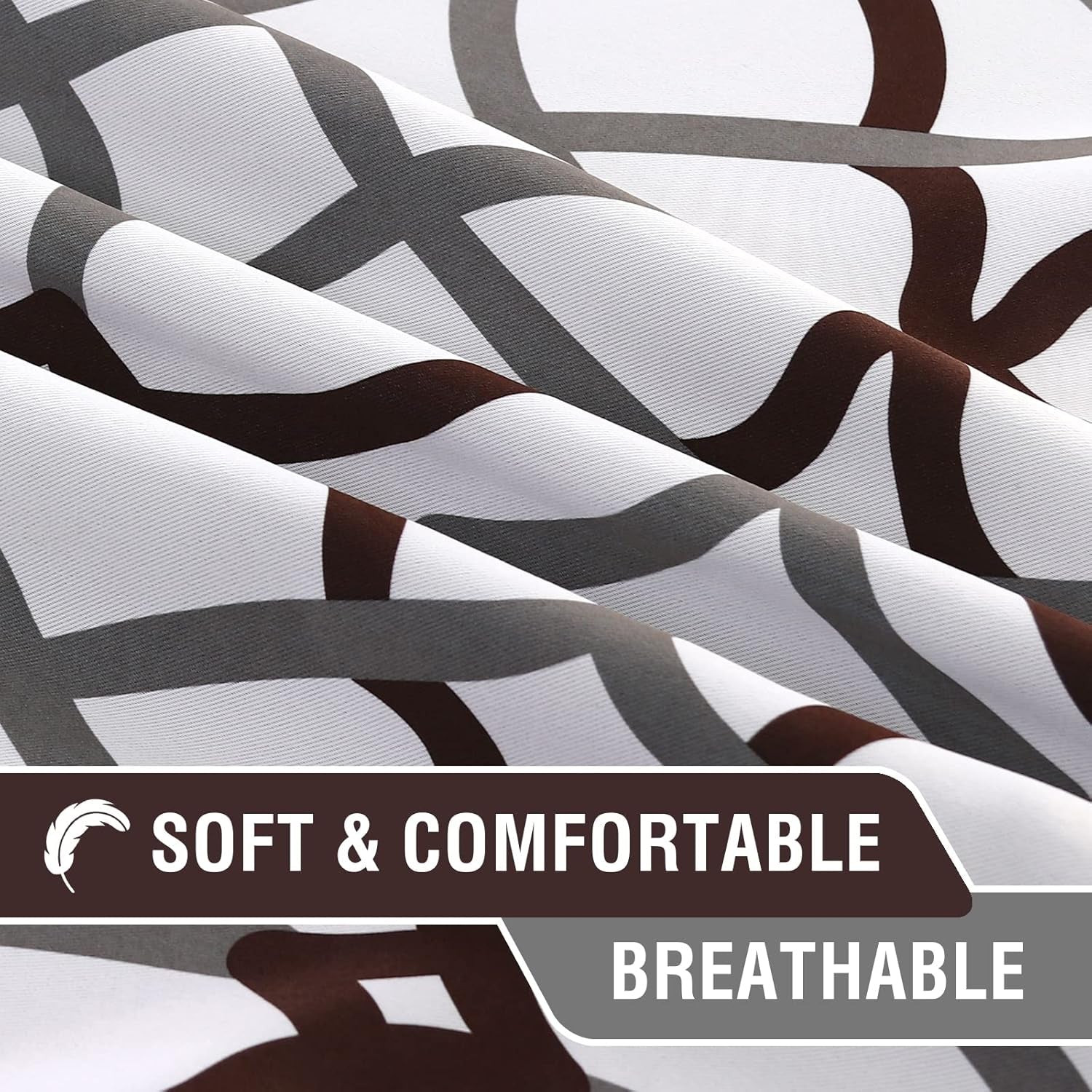 Blackout Curtains 108 Inch Length 2 Panels Set Thermal Curtains & Drapes Window Treatment Noise Reducing Geometric Modern Grommet Living Room Curtains for Bedroom - Brown and Gray