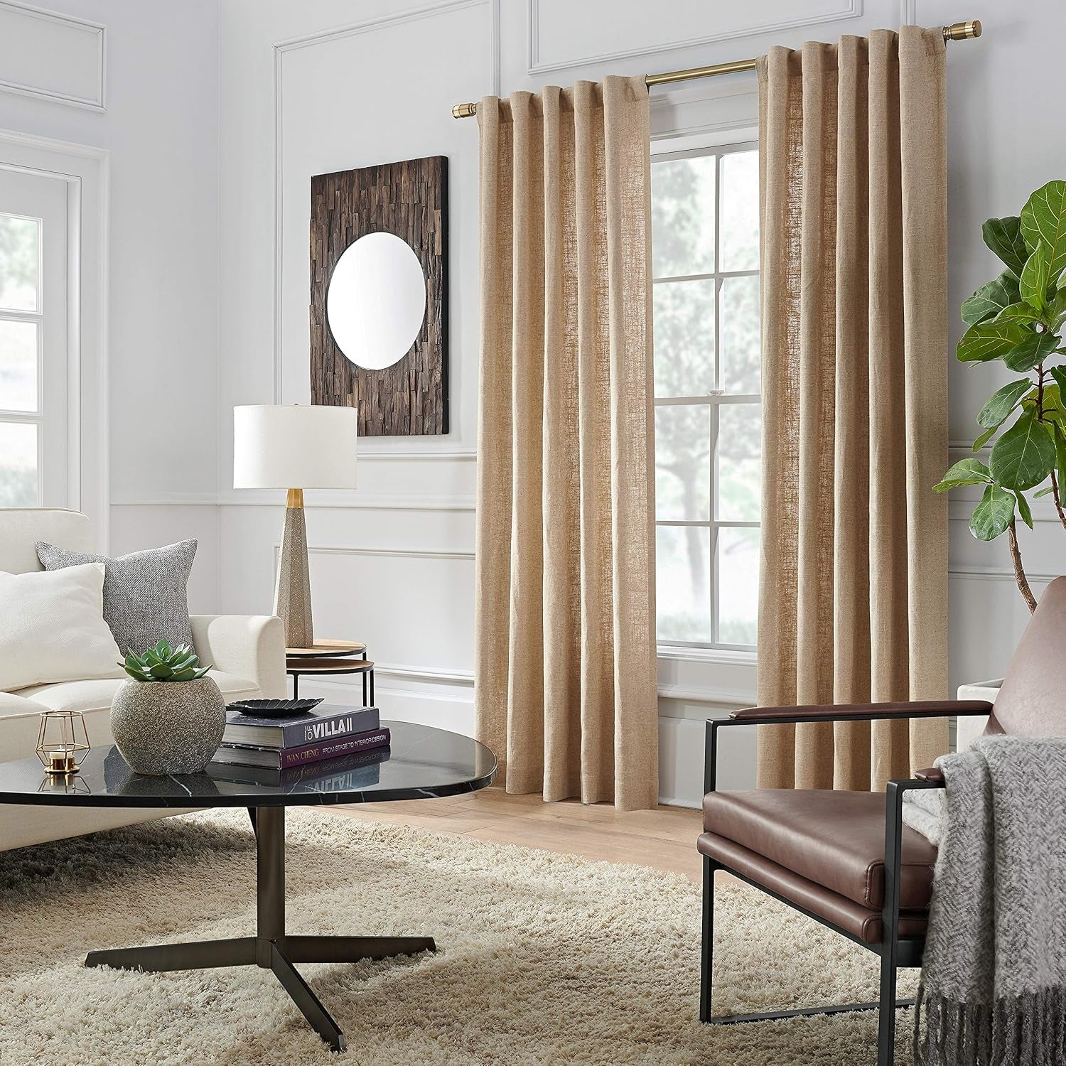 Premium Collection Single Curtain Rod Set with Cylinder Finials - 36 to 72 In, Warm Gold