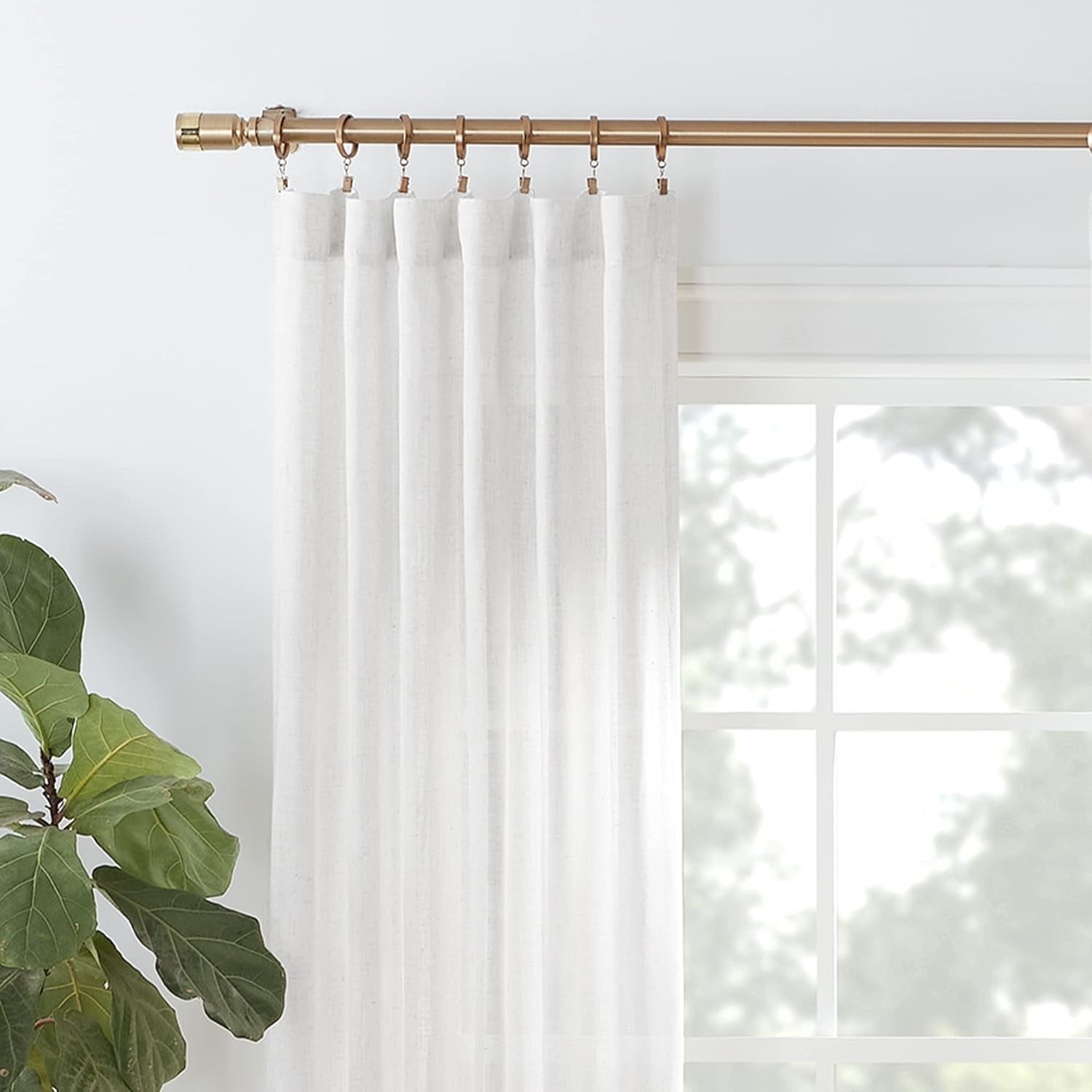 Premium Collection Single Curtain Rod Set with Cylinder Finials - 144 to 240 In, Warm Gold