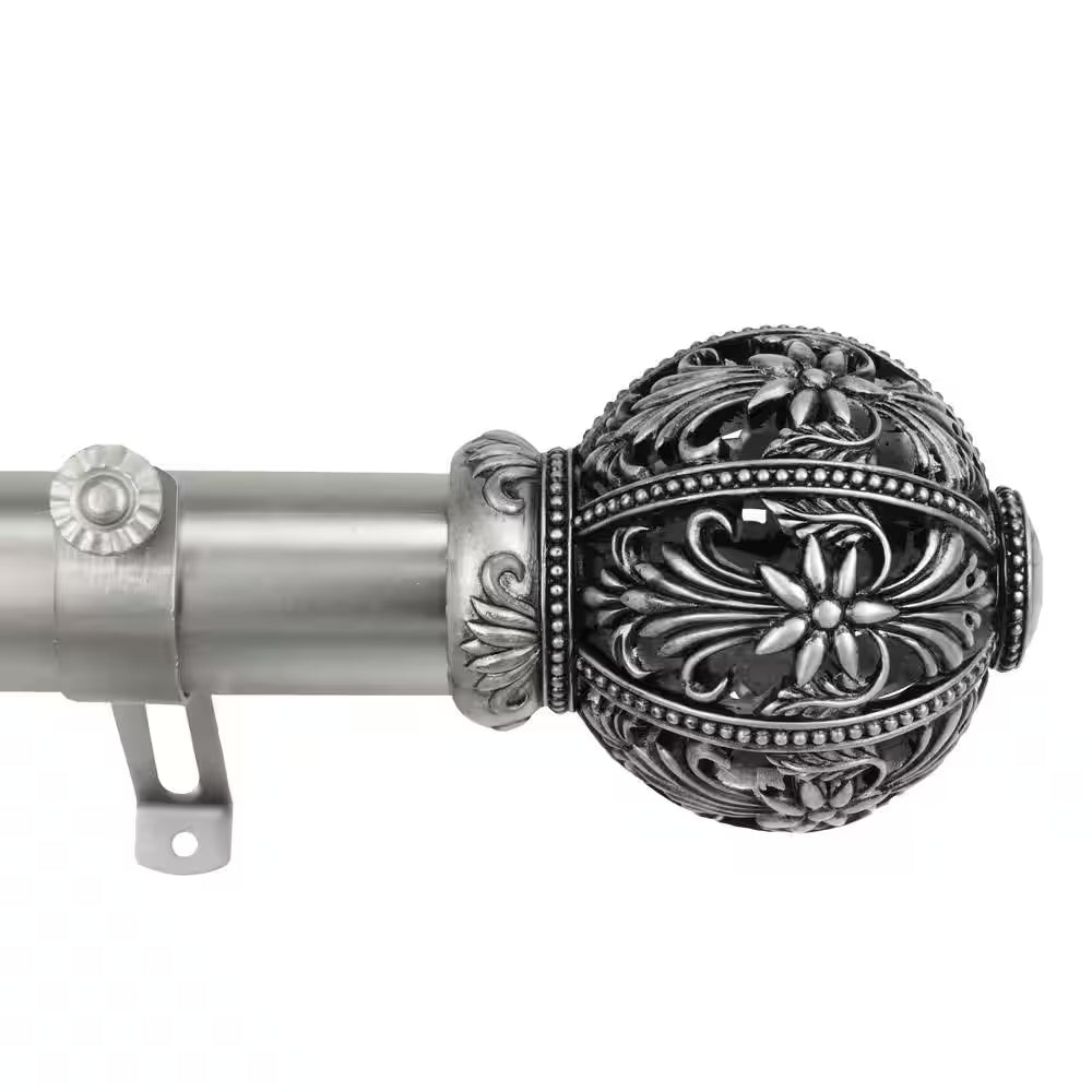 Lacey 1.5 In. Dia 12 Ft. L Non-Telescoping Single Curtain Rod in Satin Nickel