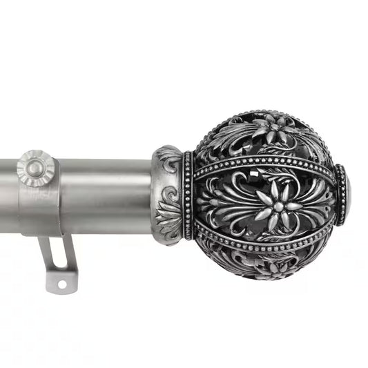 Lacey 1.5 In. Dia 12 Ft. L Non-Telescoping Single Curtain Rod in Satin Nickel