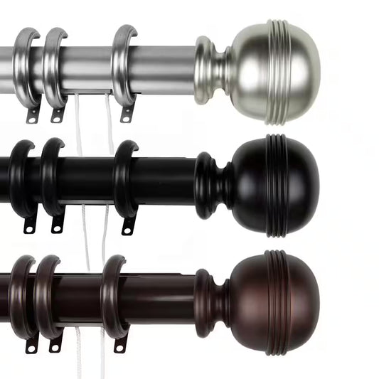 84 In. - 156 In. Jovian Decorative Traverse Rod with Rings in Satin Nickel