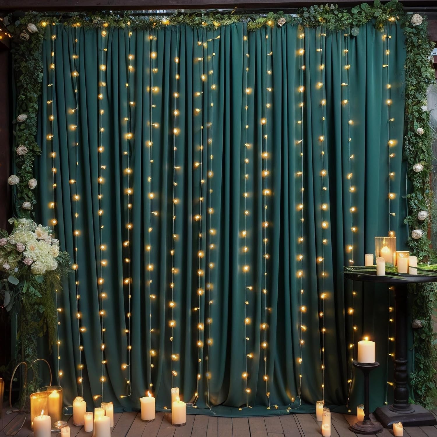 10Ft X 7Ft Hunter Green Backdrop Curtain for Parties Dark Green Wrinkle Free Backdrop Drapes Panels for Baby Shower Birthday Party Photo Photography Polyester Fabric Background Decoration