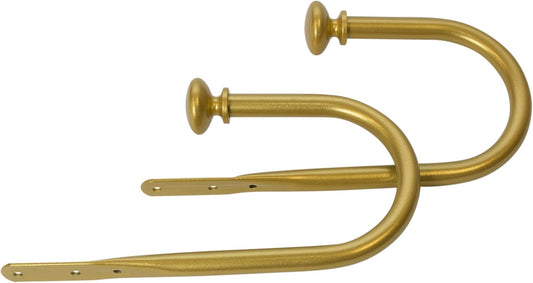 Set of 2 Decorative Gold Prima Window Curtain Holdbacks for Draperies, 9" Wide