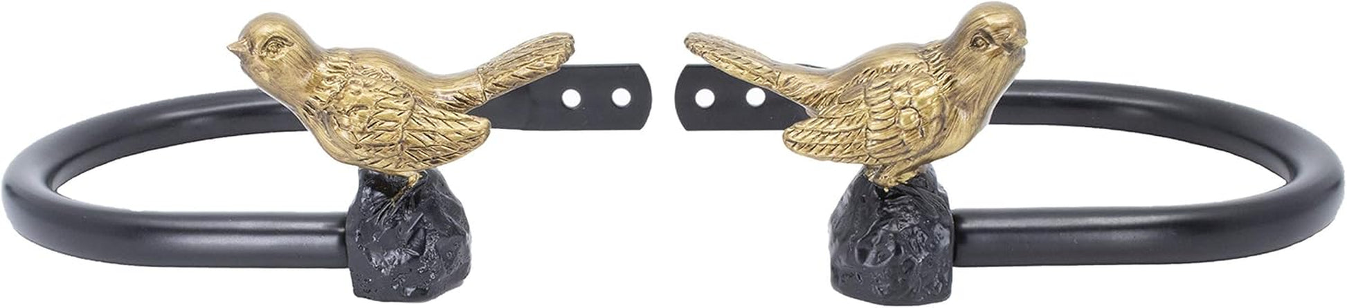 Set of 2 Decorative Bird Window Curtain Holdbacks for Draperies, Renaissance Gold