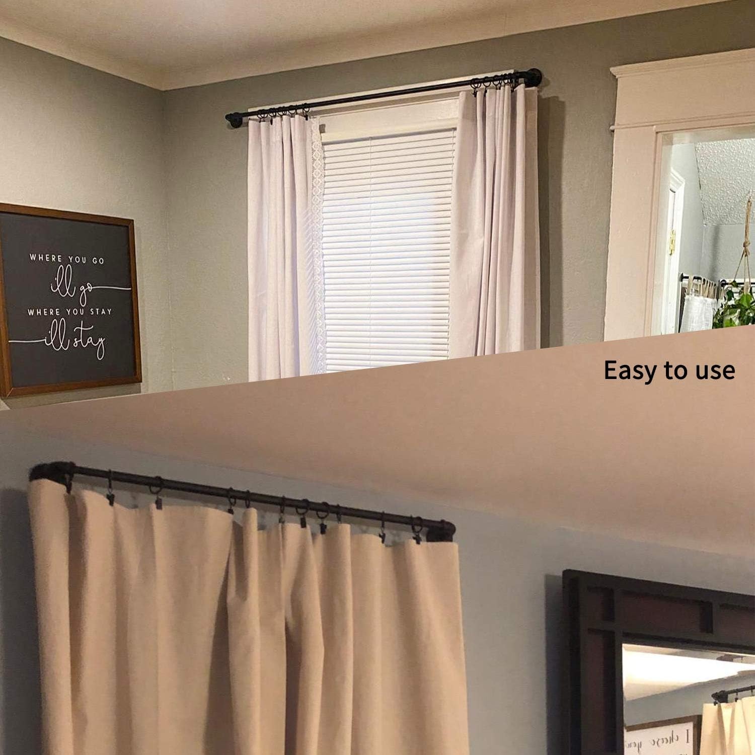 104 Pack Curtain Ring with Clips Decorative Drapery Window Ring with Hooks Strong Clip Ring for Curtain Panel Compatible with up to 5/8 Inch Drapery Rod (Black)