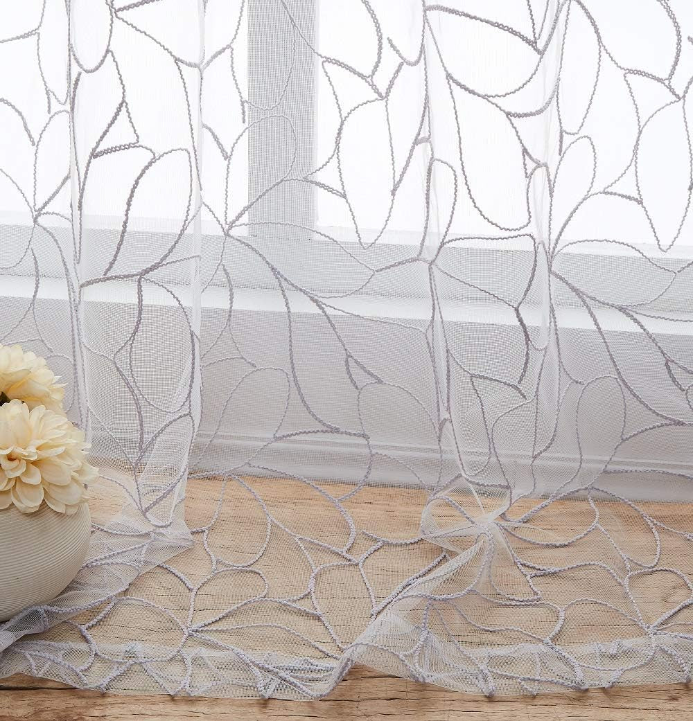 Pair of 30 X 24 Short White Kitchen Curtains with Silver Grey Thread. Use Our Boho Cafe Curtain Tiers as RV Window Curtains, Basement Curtains or Bathroom Drapes. O Silver Tiers 24"