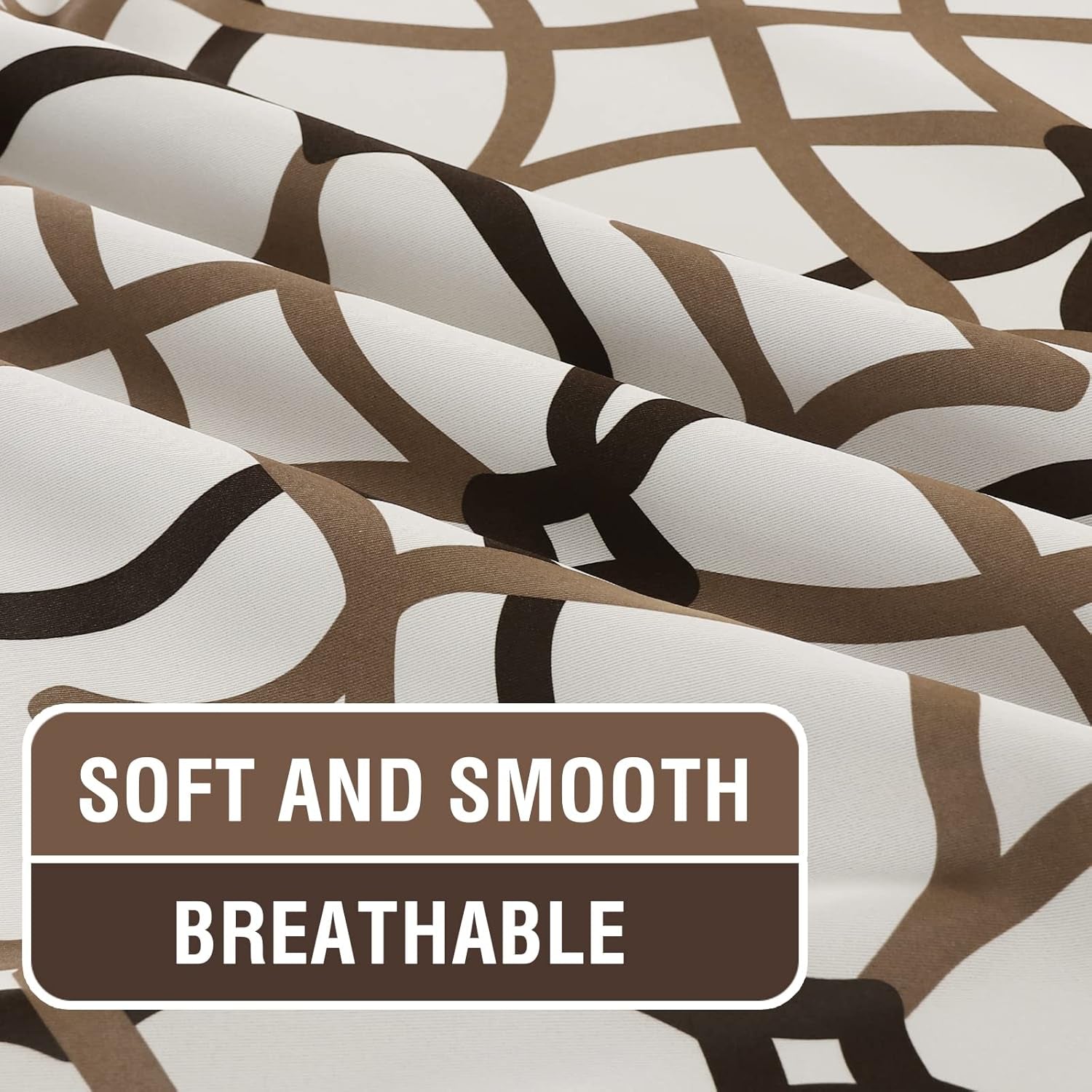 Blackout Curtains Printed Design 84 Inch Length 2 Panels Set Thermal Insulated Curtains for Bedroom Living Room Geometric Modern Grommet Window Drapes - Taupe and Brown