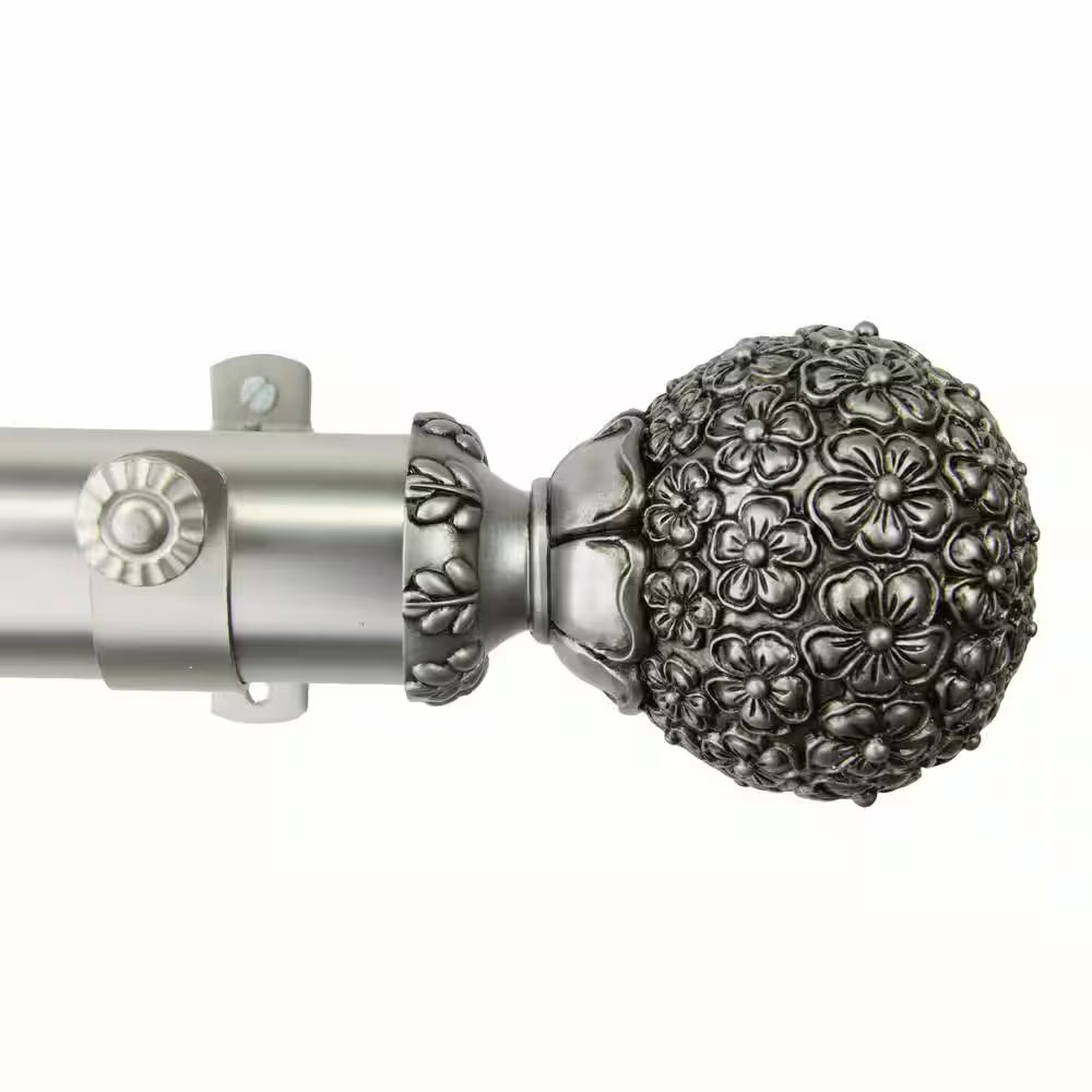 Lush 1.5 In. Dia 15 Ft. L Non-Telescoping Single Curtain Rod in Satin Nickel