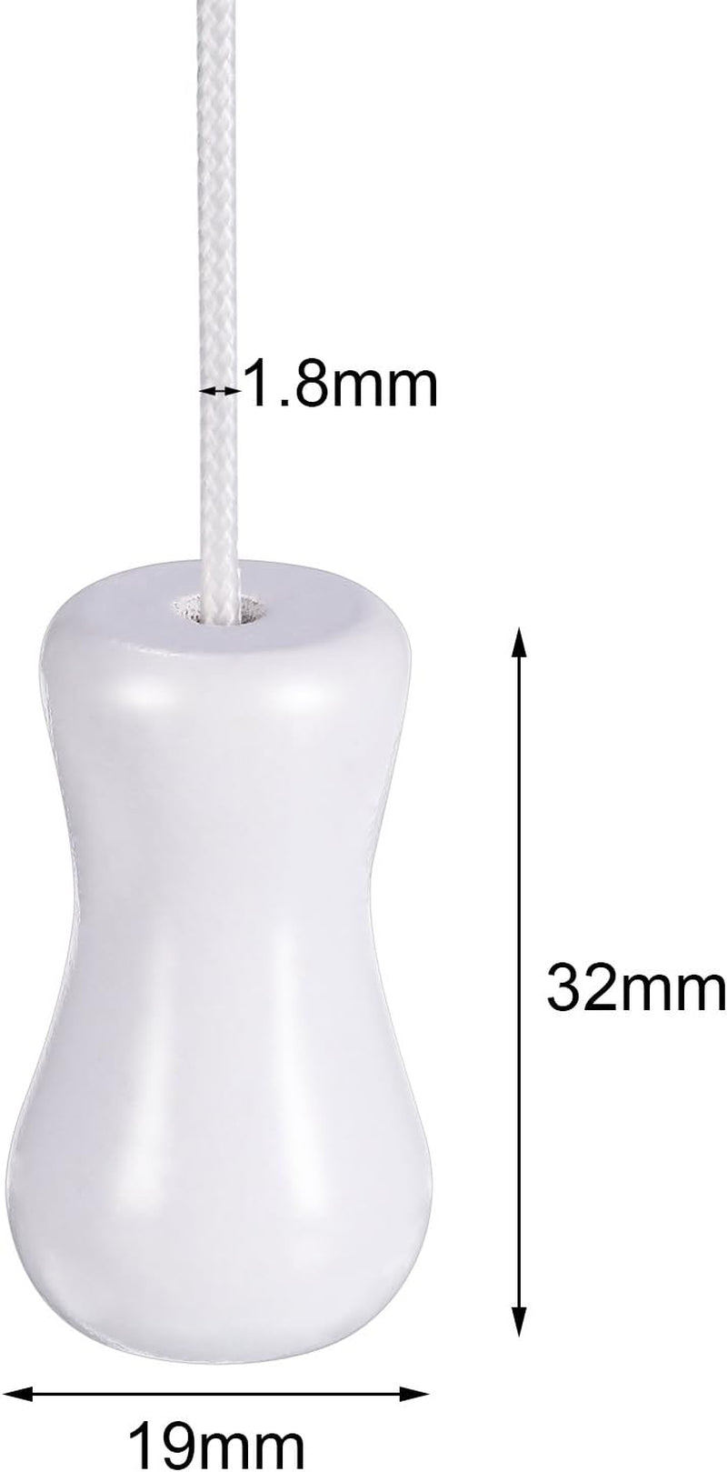 1.8 Mm White Braided Lift Shade Cord 55 Yards/Roll with 4 Pieces Wood Pendant for Aluminum Blind Shade, Gardening Plant and Crafts (White)