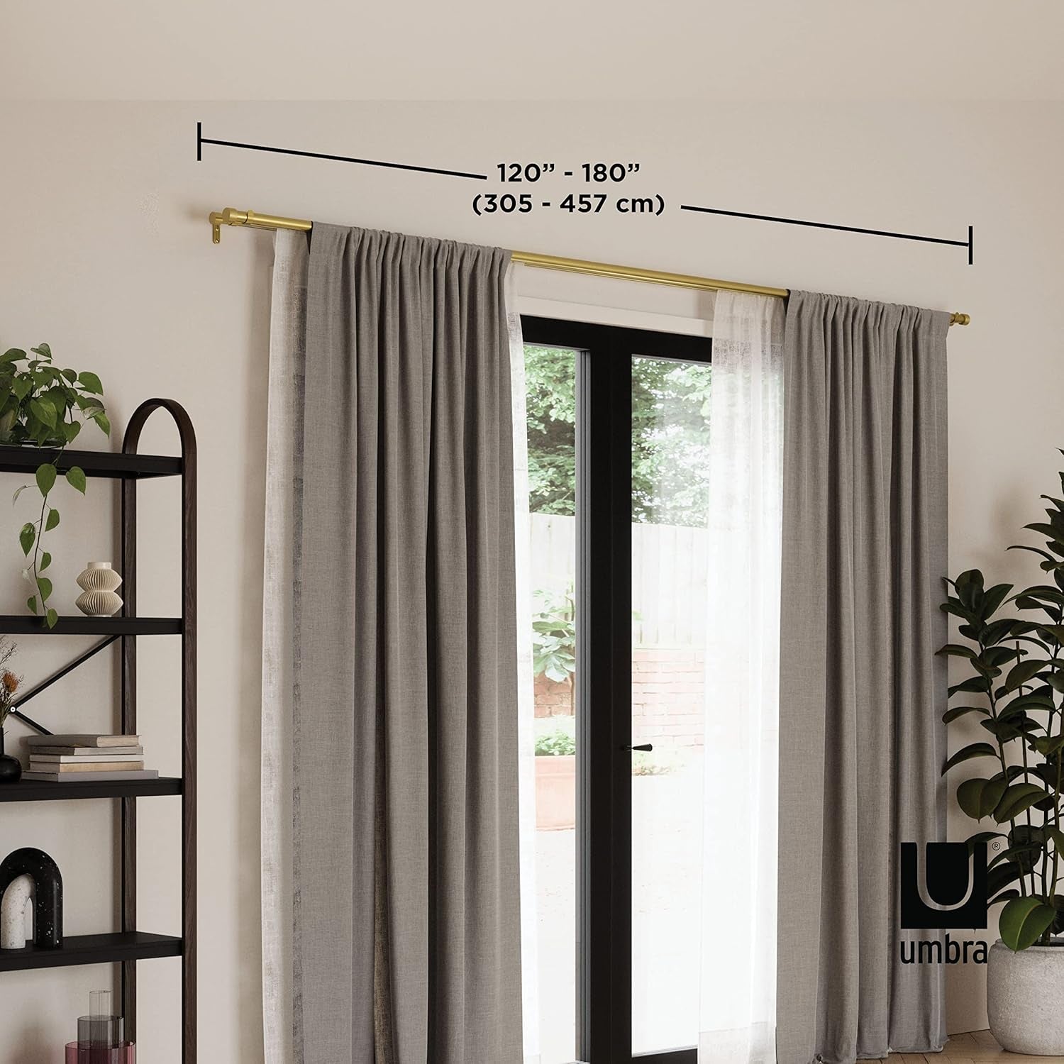 Cappa Double Curtain Rod - Modern Telescopic Curtain Rod 120-180 Brass