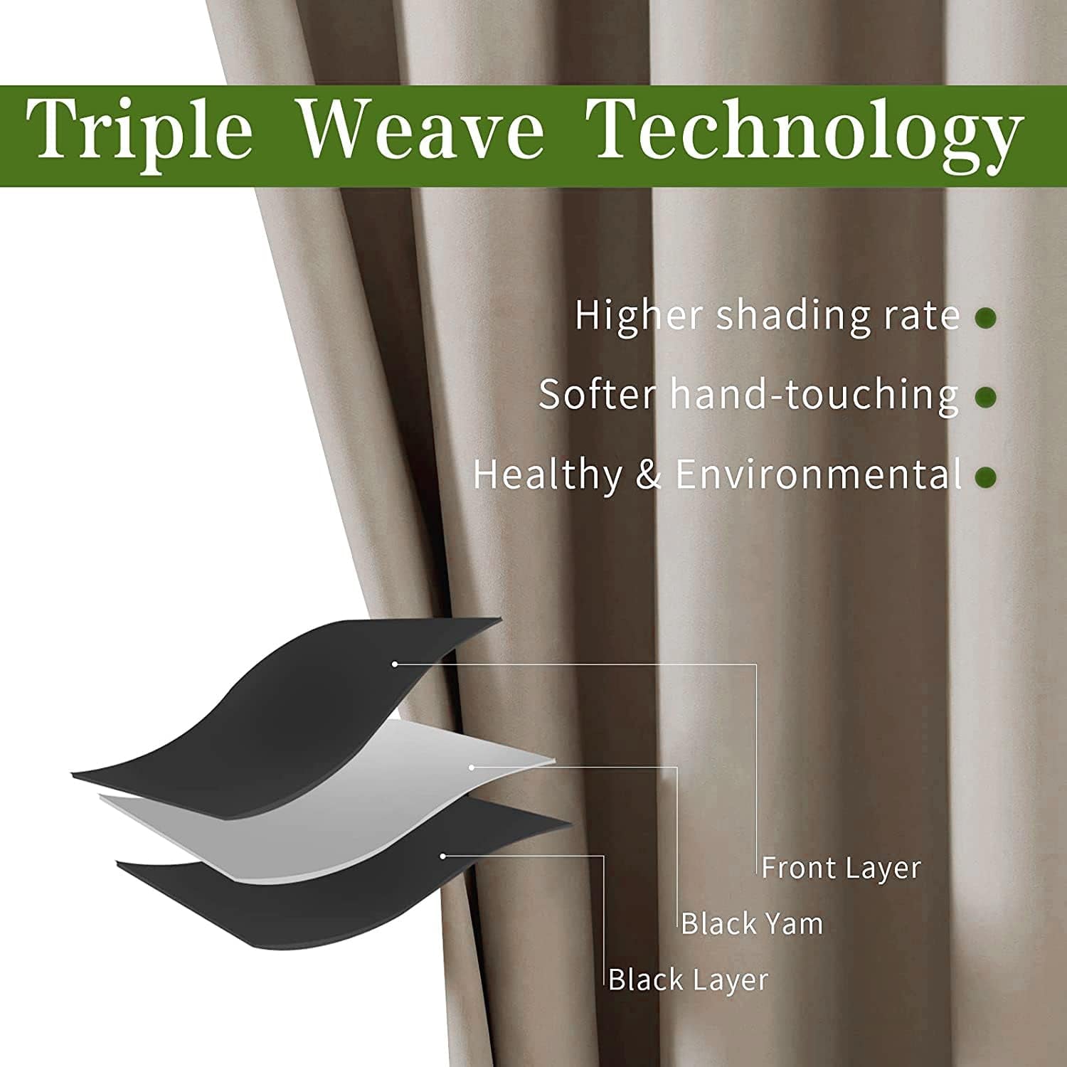 100% Blackout Curtains Thermal Insulated Solid Grommet Curtains/Drapes/Shades for Bedroom Living Room 2 Panels Brown 52X90 Inch