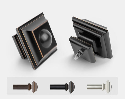 1 Inch Curtain Rod 32 to 58 Inches (2.6-4.8Ft), Black Curtain Rods for Windows, Single Drapery Rods with Square Finials