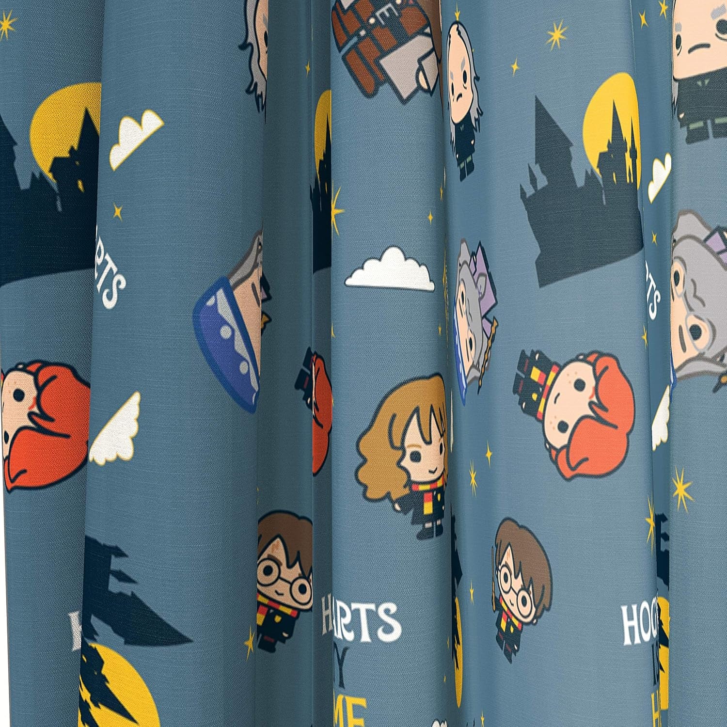 Kids Window Drapes - 4 Piece Curtain Set Includes 2 Tiebacks, Beautiful Bedding Room Décor and Easy Set Up, Gray - Harry Potter, 63 Inch