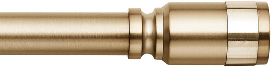 Premium Collection Single Curtain Rod Set with Cylinder Finials - 36 to 72 In, Warm Gold