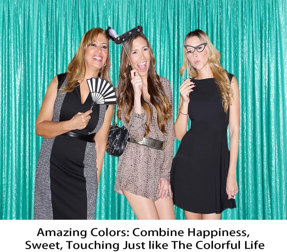 Sequin Curtains 2 Panels 2Ftx8Ft Teal Glitter Curtain Backdrop Party Background Drapes for Wedding Christmas New Year (2Ftx8Ftx2Pc, Teal)