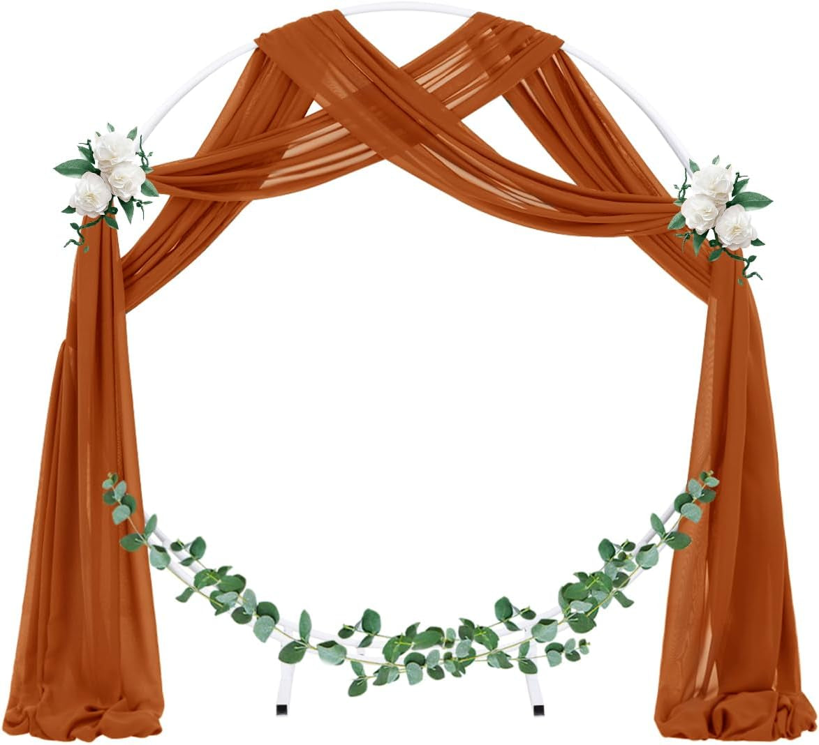 Wedding Arch Draping Fabric 3 Panels 29" X 19Ft Terracotta Sheer Chiffon Curtain Drapes 6 Yards for Wedding Ceremony Birthday Party Decoration